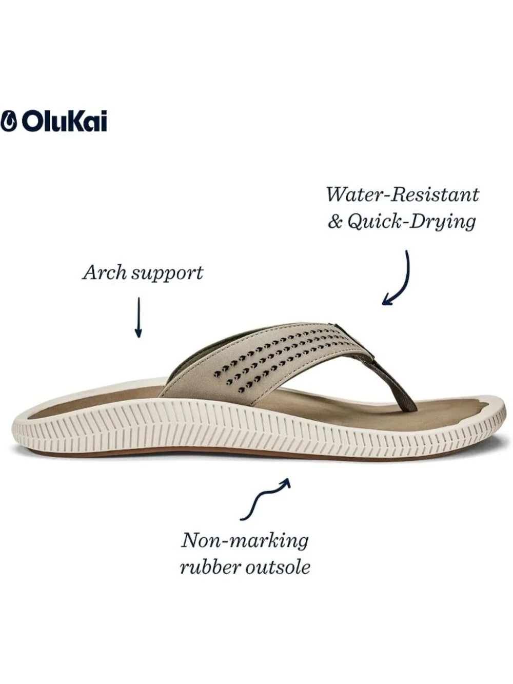 Men's Clay Mustang Resistant Flip Flops Arch Support Comfort Fit Sandal Shoes